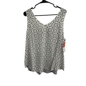 Gilligan & OMalley Gray White Floral Pattern Sleeveless Pajama Top XXL